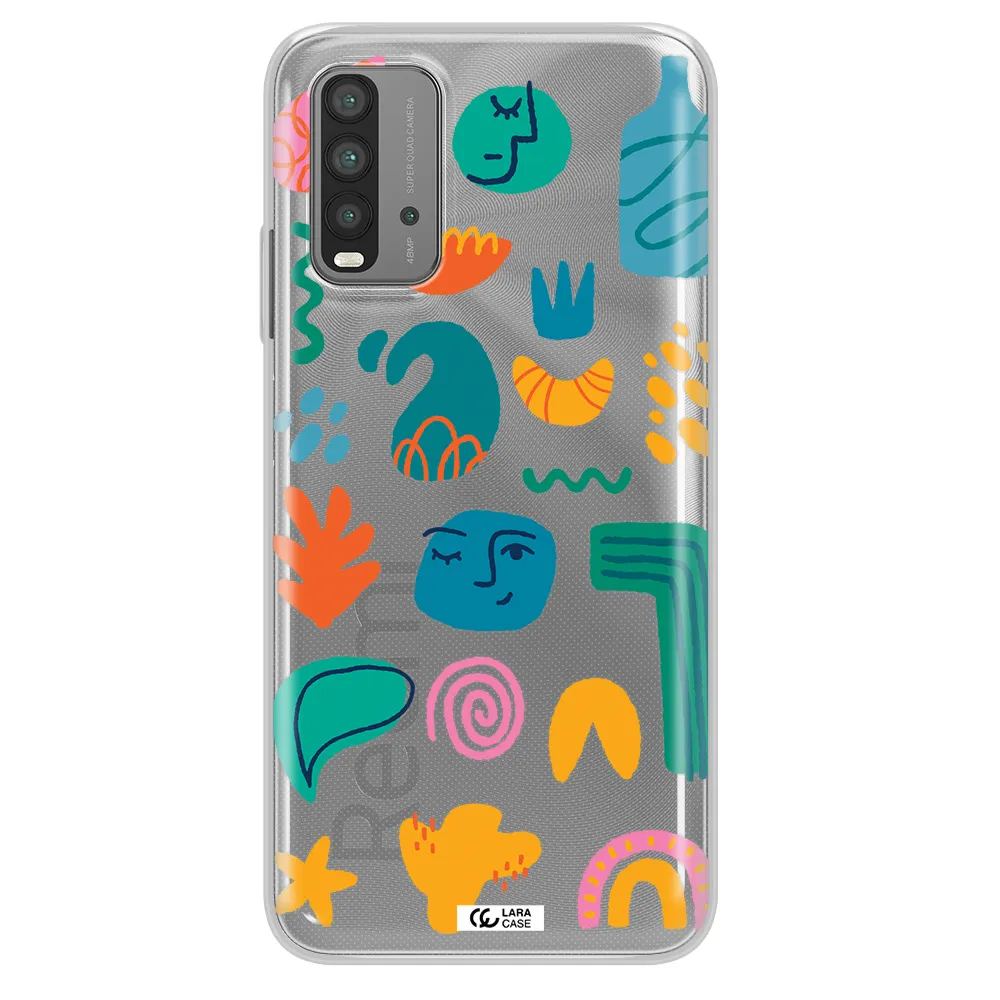 a collection of colorful shapes Xiaomi Redmi 9T Clear TPU Case