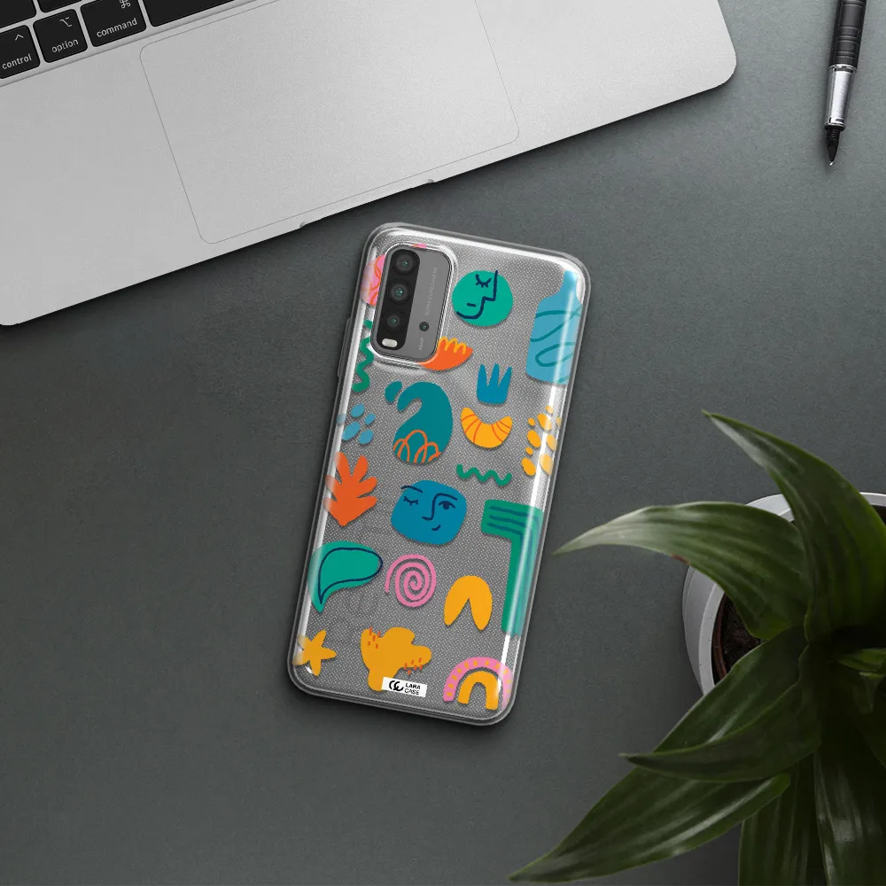 a collection of colorful shapes Xiaomi Redmi 9T Clear TPU Case