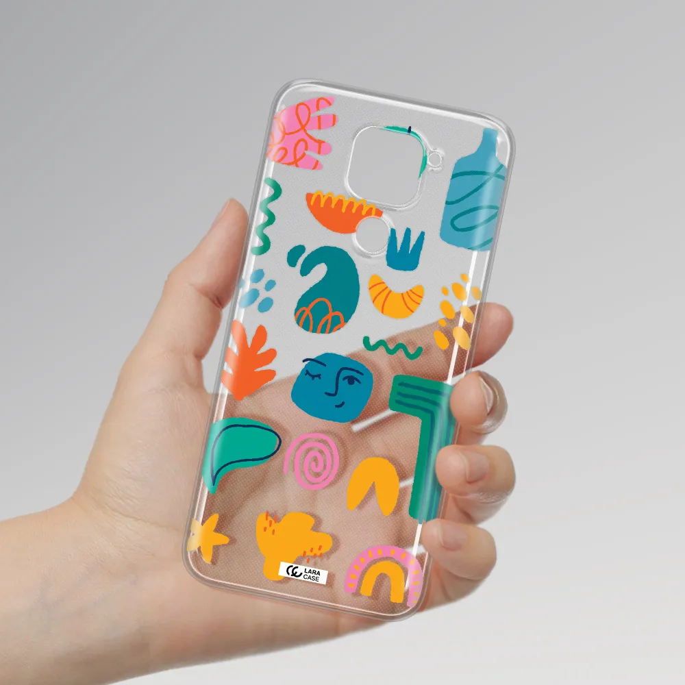 a collection of colorful shapes Xiaomi Redmi Note 9 Clear TPU Case