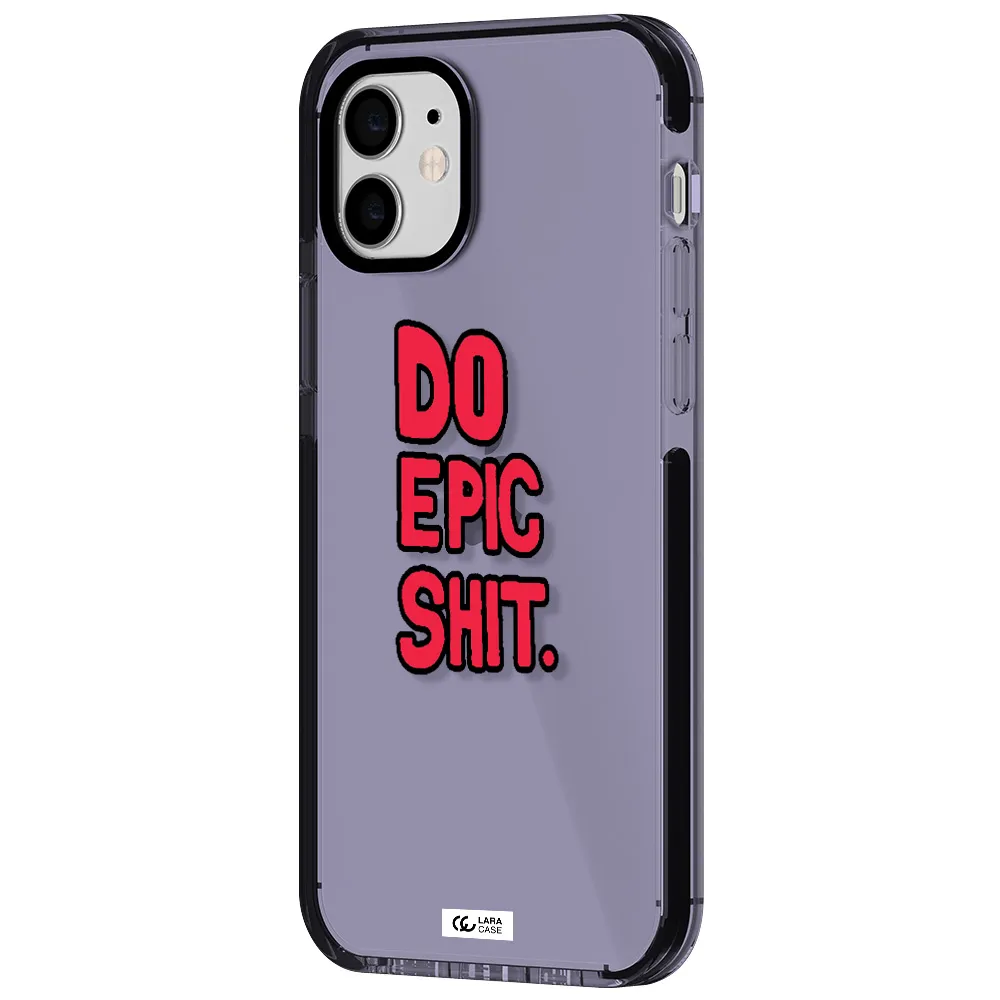 a red and black text Apple iPhone 11 impact Lilac Case