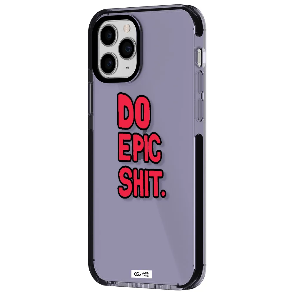 a red and black text Apple iPhone 11 pro impact Lilac Case