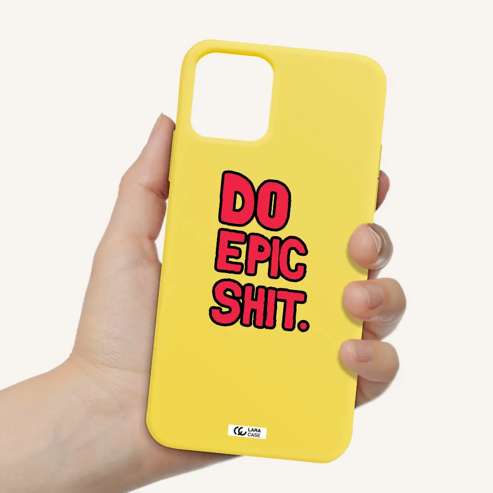 a red and black text Apple iPhone 11 pro max Silicone canary yellow Case