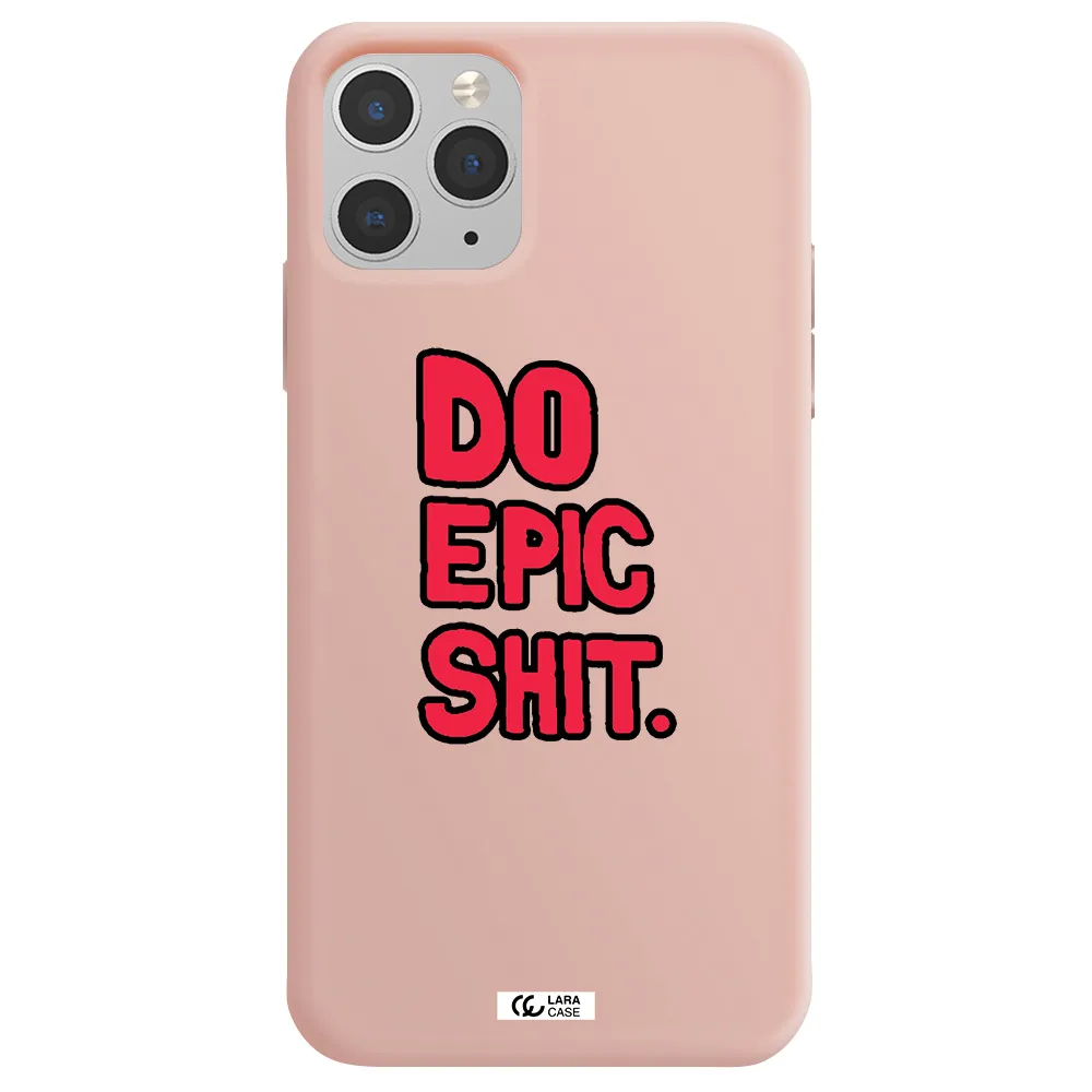 a red and black text Apple iPhone 11 pro max Silicone pastel pink Case