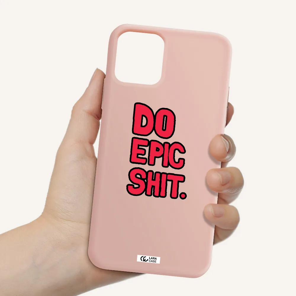 a red and black text Apple iPhone 11 pro Silicone pastel pink Case