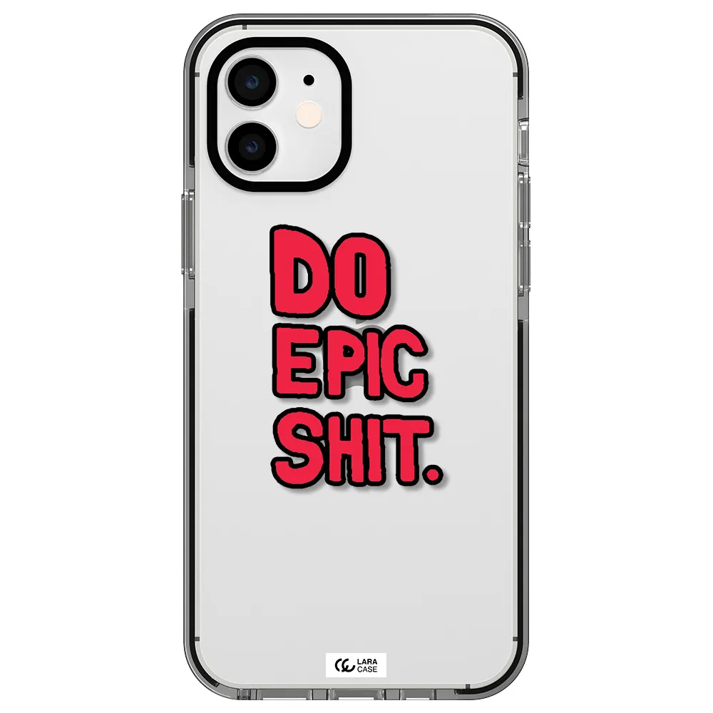 a red and black text Apple iPhone 12 impact black border Case