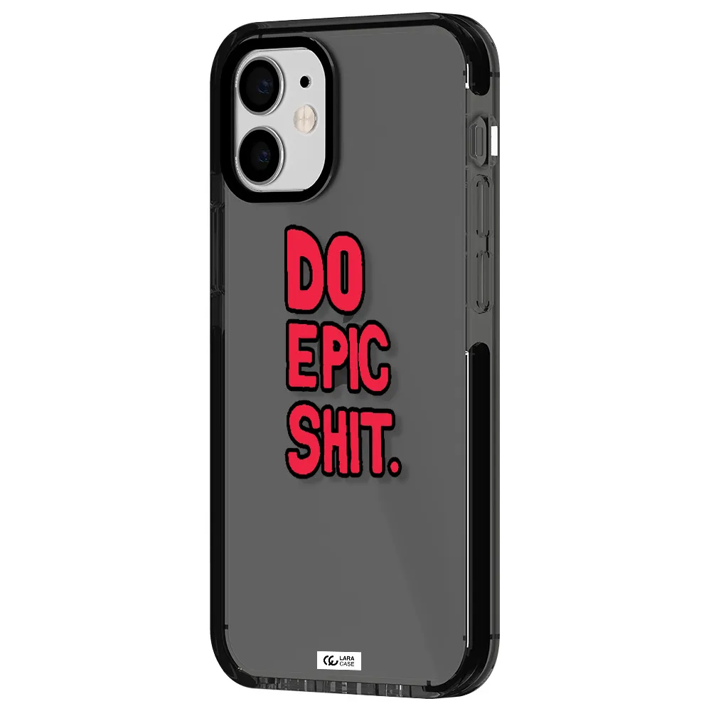 a red and black text Apple iPhone 12 mini impact Smoke Black Case