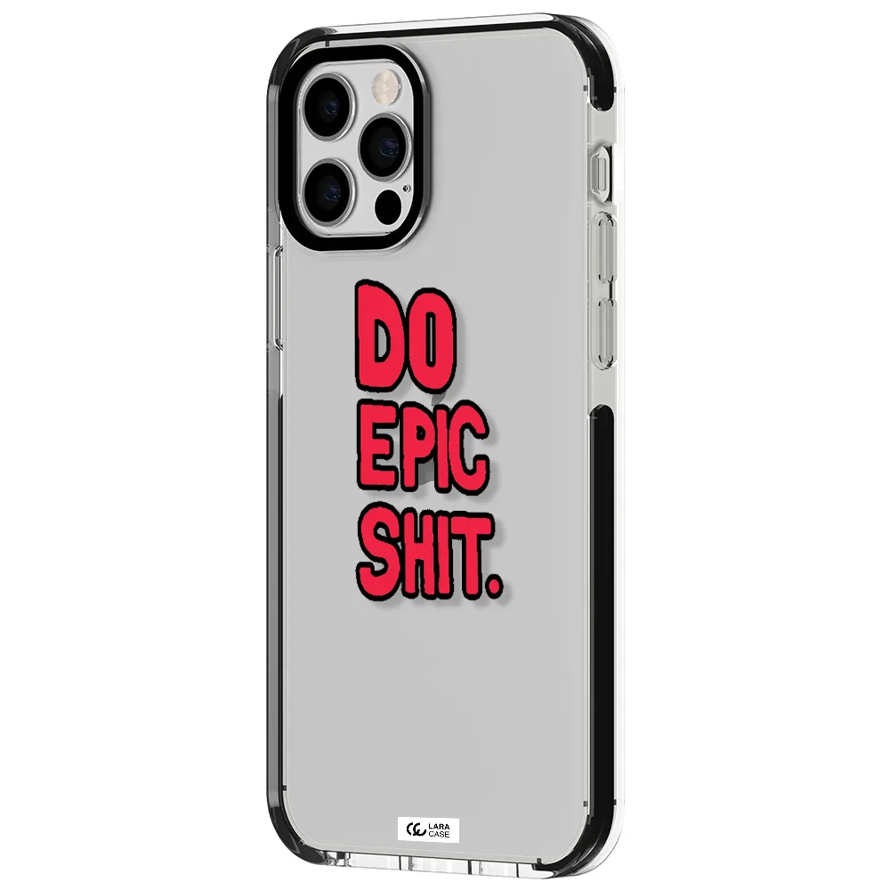 a red and black text Apple iPhone 12 pro impact black border Case