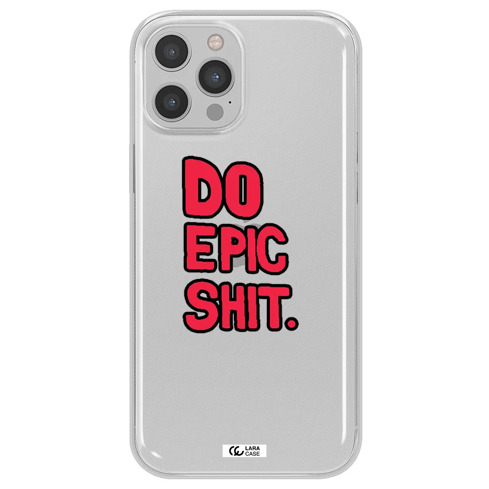 a red and black text Apple iPhone 12 pro max Clear TPU Case