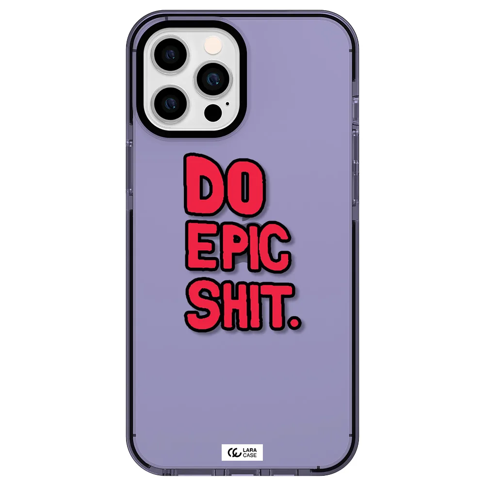 a red and black text Apple iPhone 12 pro max impact Lilac Case