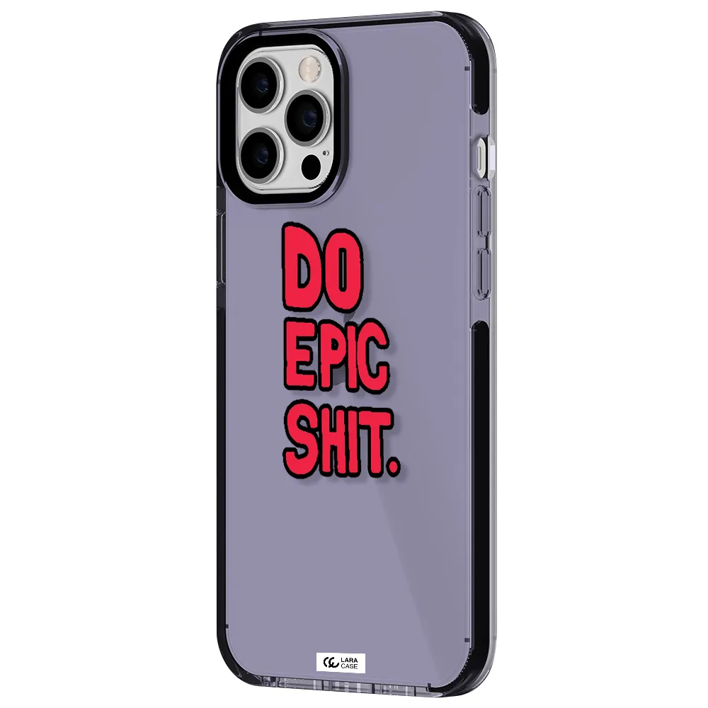 a red and black text Apple iPhone 12 pro max impact Lilac Case