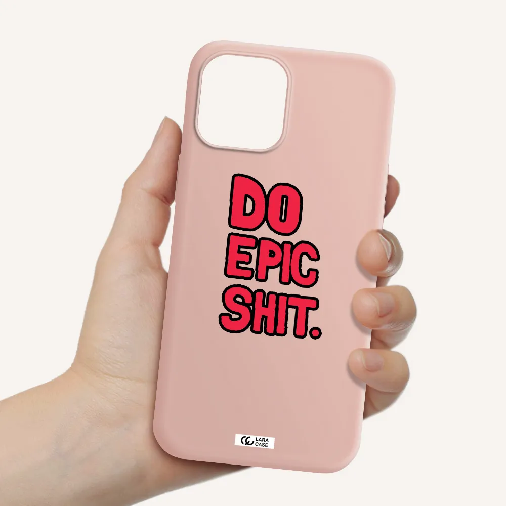 a red and black text Apple iPhone 12 pro max Silicone pastel pink Case