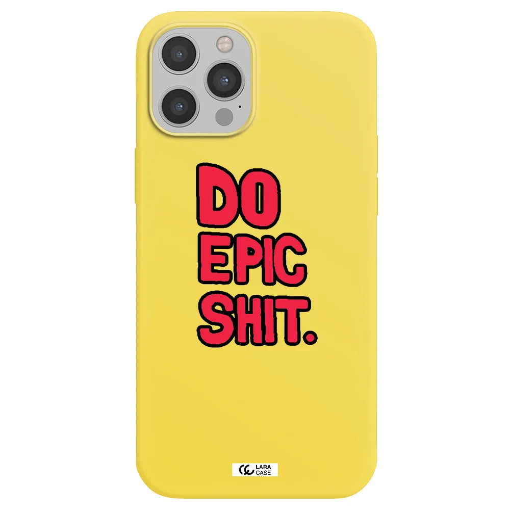 a red and black text Apple iPhone 12 pro Silicone canary yellow Case