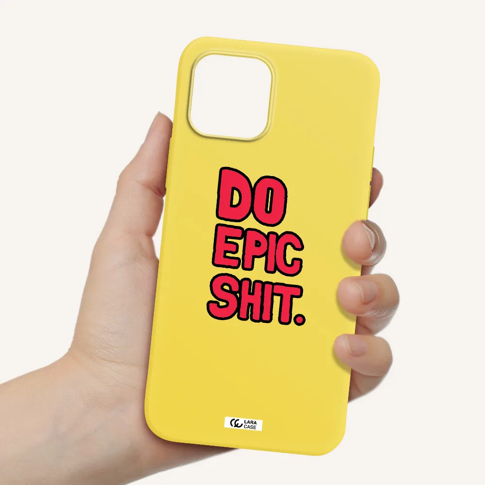 a red and black text Apple iPhone 12 Silicone canary yellow Case