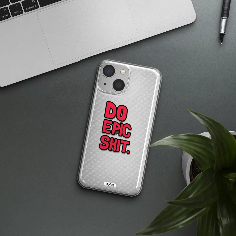 a red and black text Apple iPhone 13 Clear TPU Case