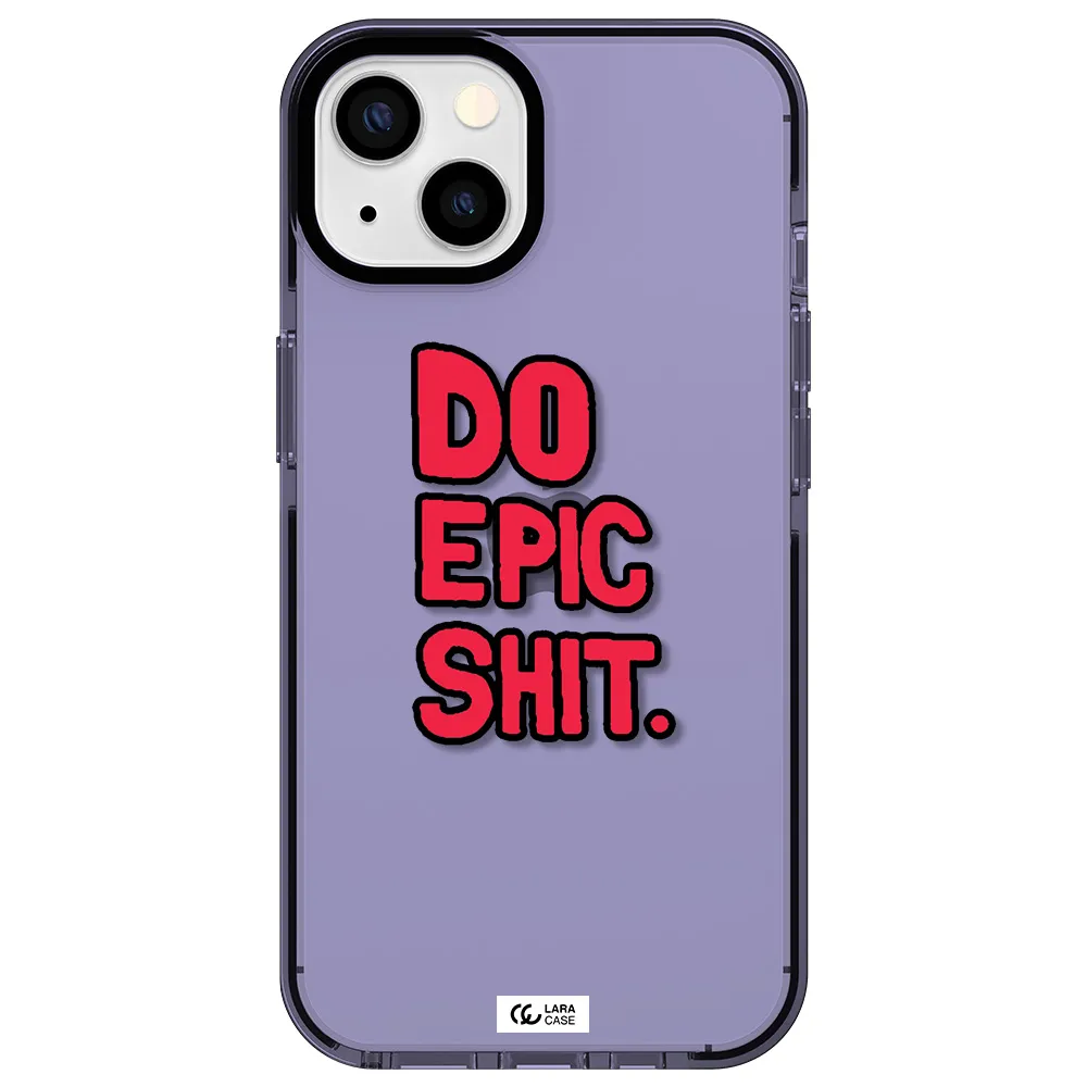 a red and black text Apple iPhone 13 impact Lilac Case