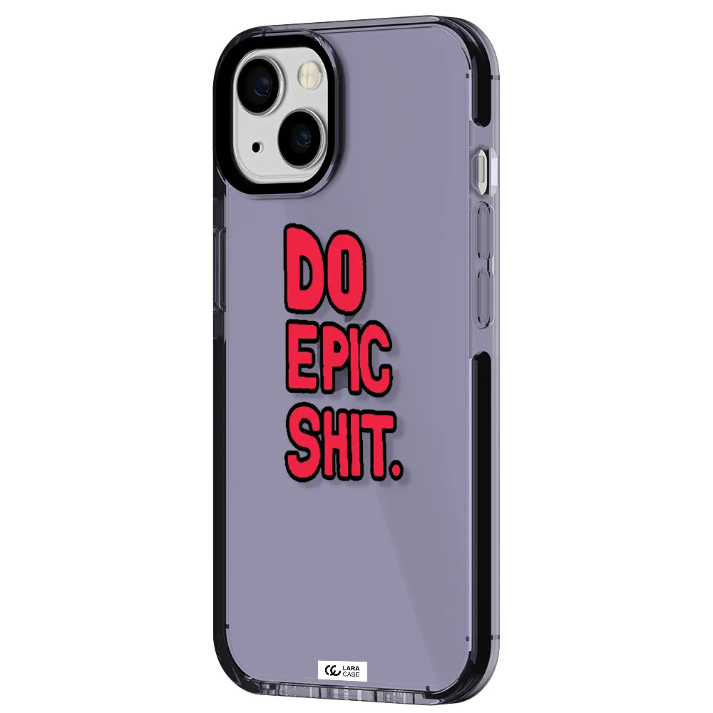 a red and black text Apple iPhone 13 impact Lilac Case