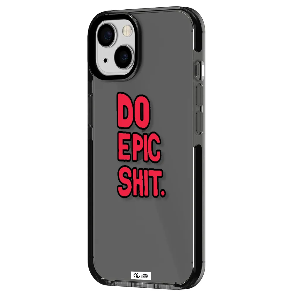 a red and black text Apple iPhone 13 impact Smoke Black Case