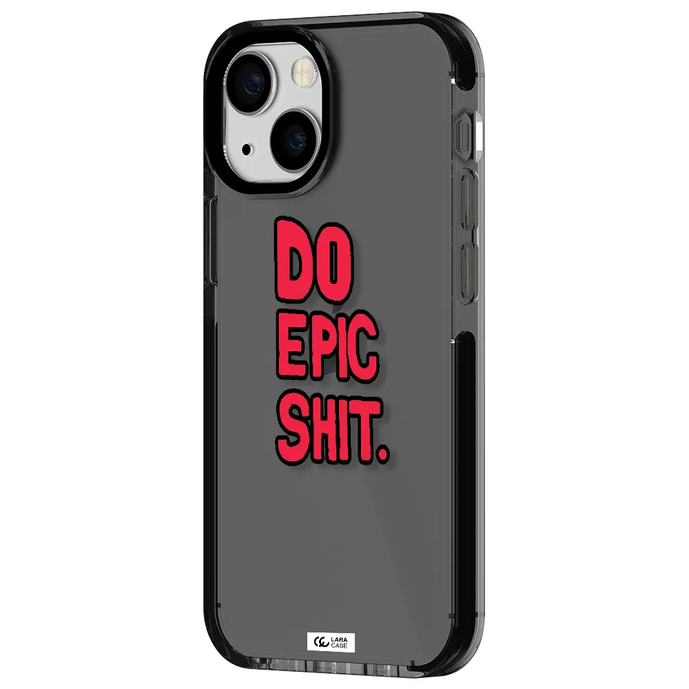 a red and black text Apple iPhone 13 mini impact Smoke Black Case