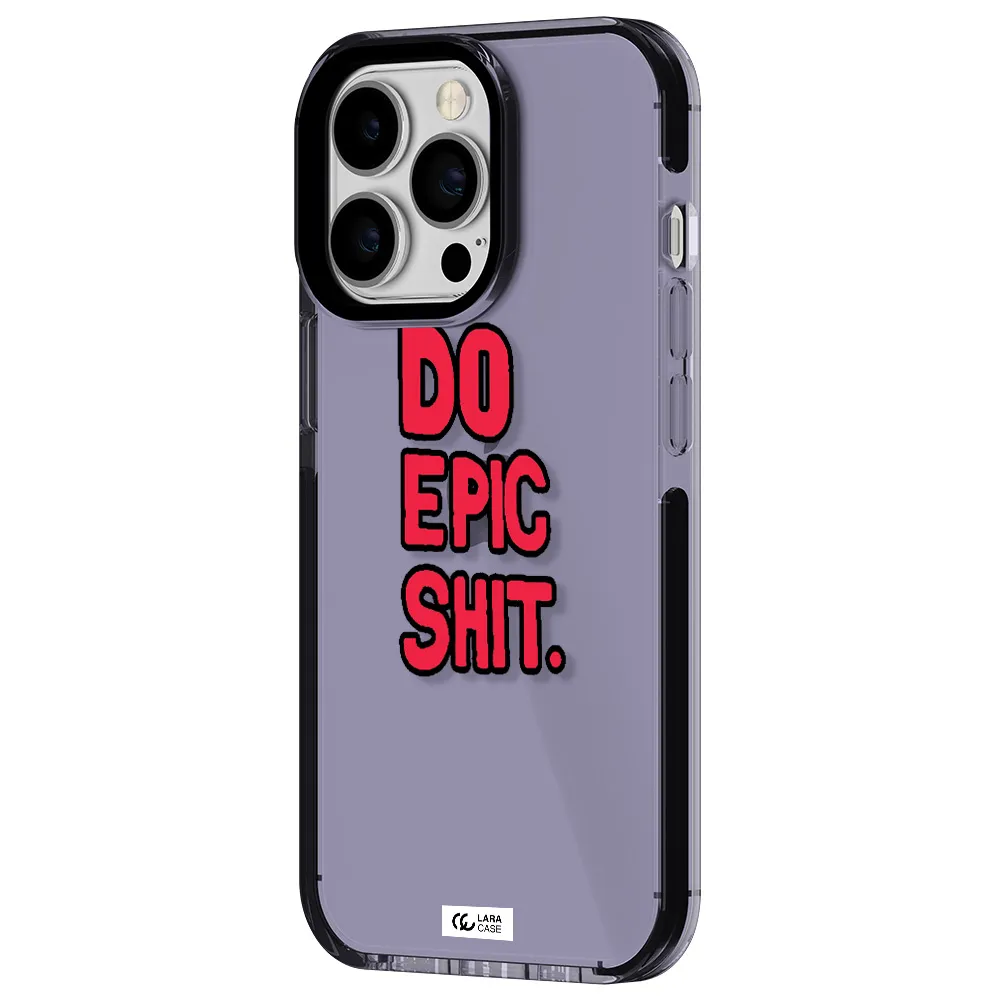 a red and black text Apple iPhone 13 Pro impact Lilac Case