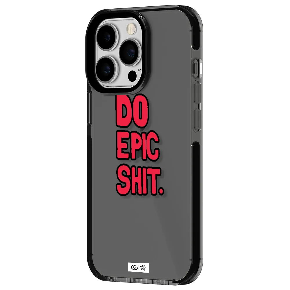 a red and black text Apple iPhone 13 Pro impact Smoke Black Case