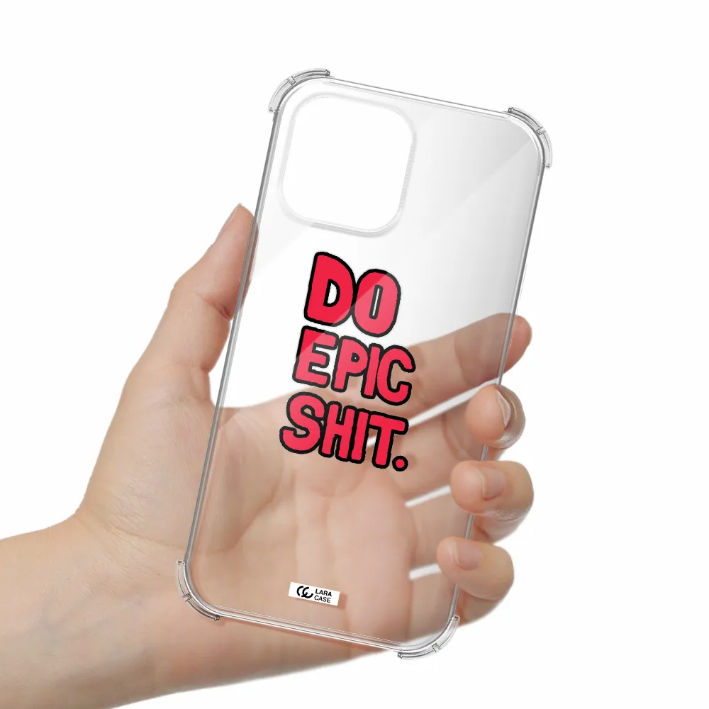 a red and black text Apple iPhone 13 Pro Max Clear PC Case