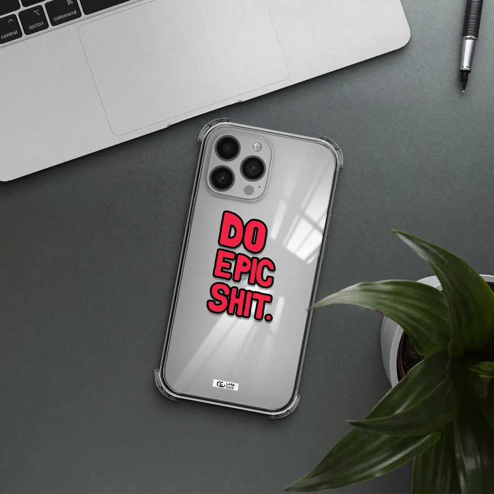 a red and black text Apple iPhone 13 Pro Max Clear PC Case