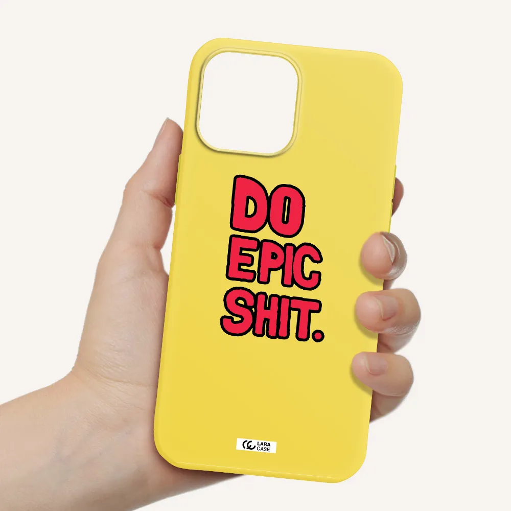 a red and black text Apple iPhone 13 Pro Max Silicone canary yellow Case