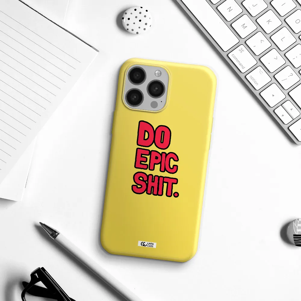 a red and black text Apple iPhone 13 Pro Max Silicone canary yellow Case