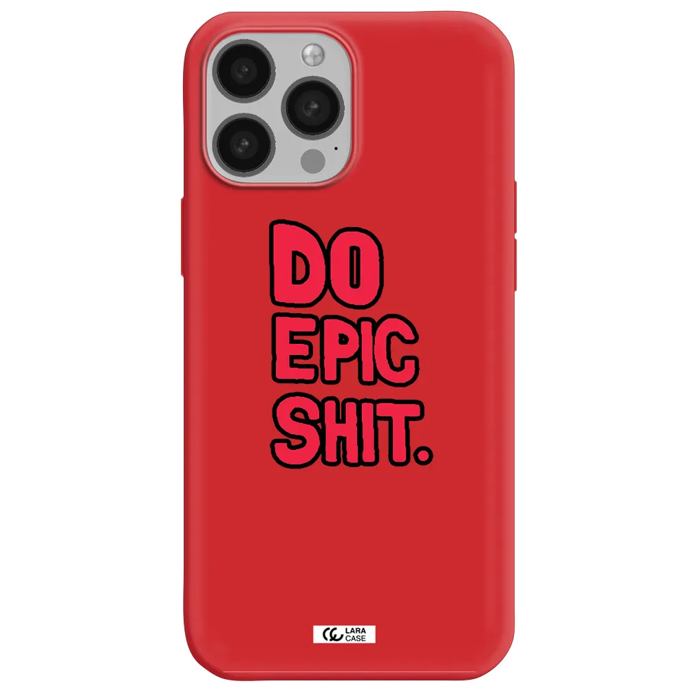 a red and black text Apple iPhone 13 Pro Silicone Imperial Red Case