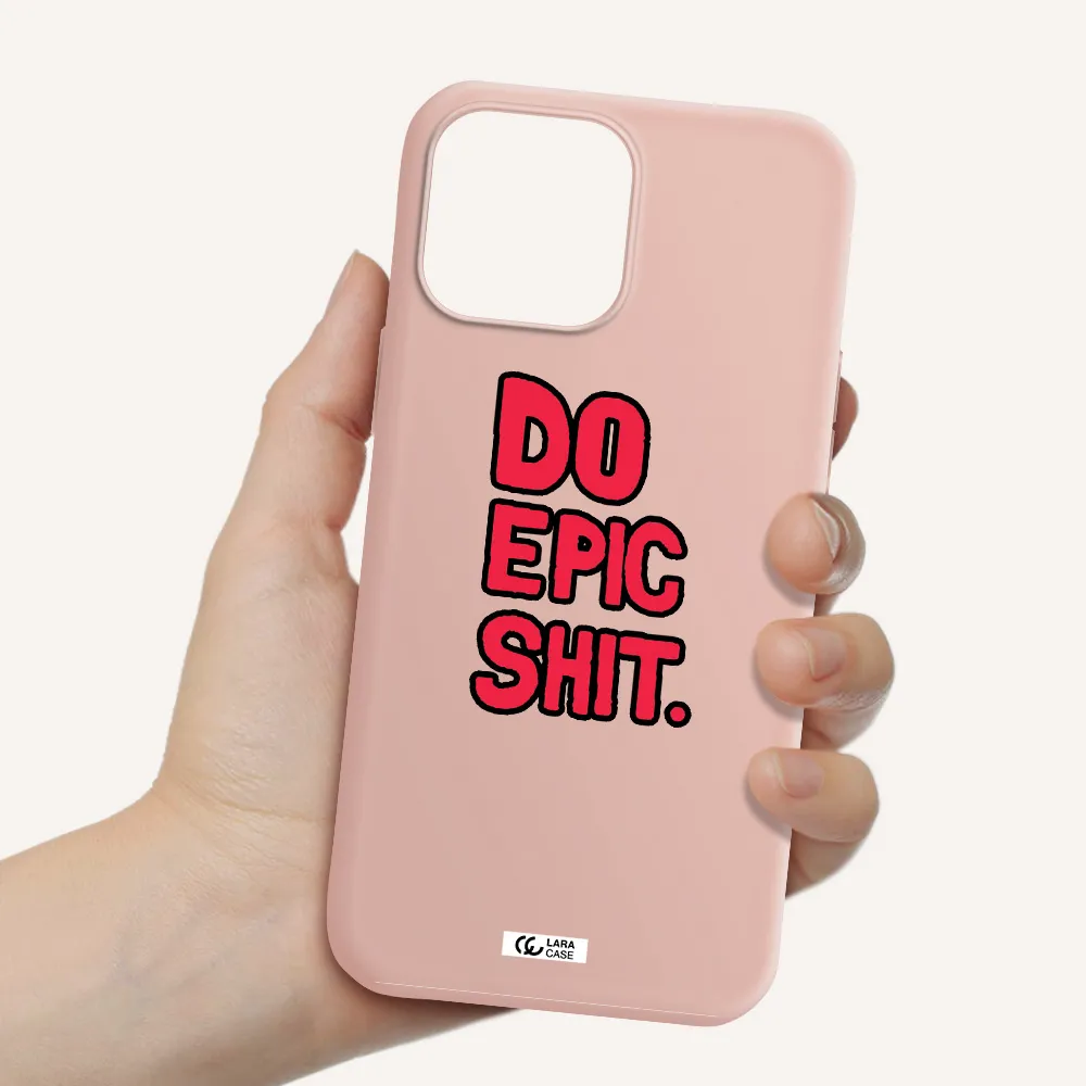 a red and black text Apple iPhone 13 Pro Silicone pastel pink Case