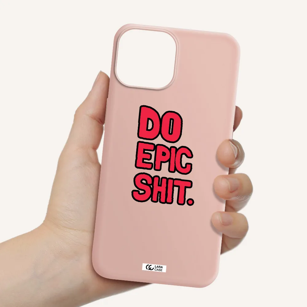 a red and black text Apple iPhone 13 Silicone pastel pink Case