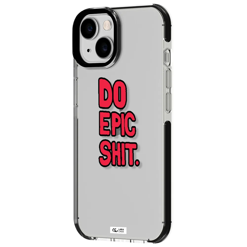 a red and black text Apple iPhone 14 impact black border Case