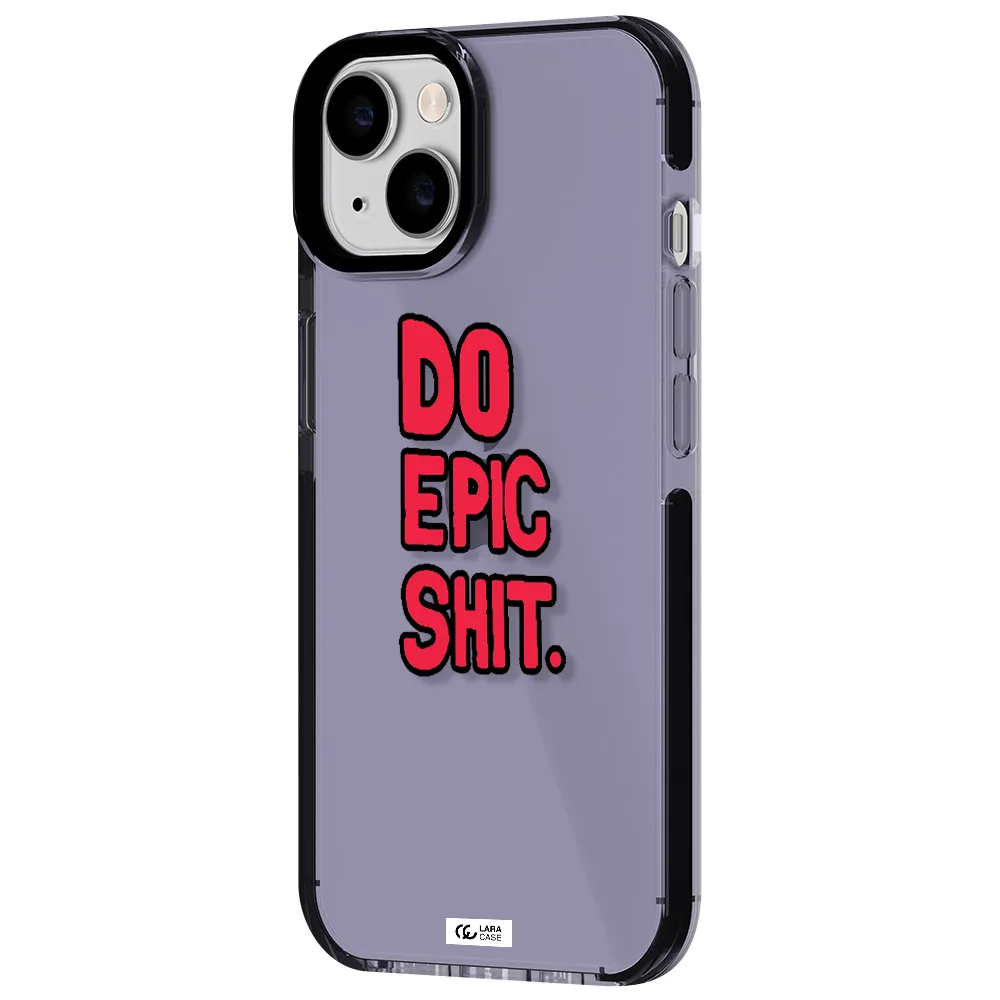 a red and black text Apple iPhone 14 impact Lilac Case