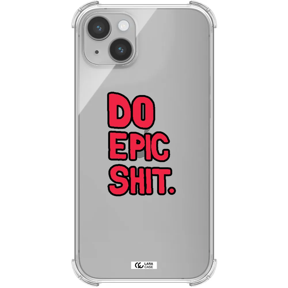 a red and black text Apple iPhone 14 plus Clear PC Case