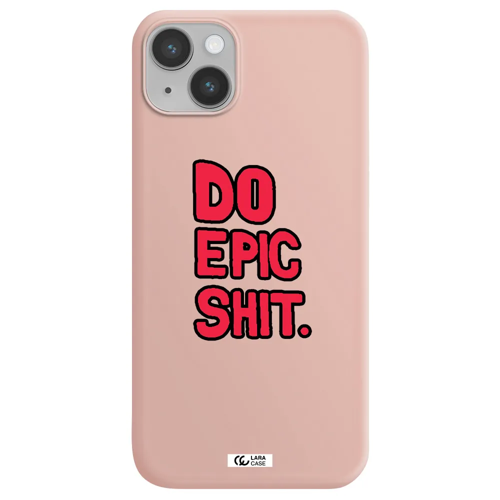 a red and black text Apple iPhone 14 plus Silicone pastel pink Case