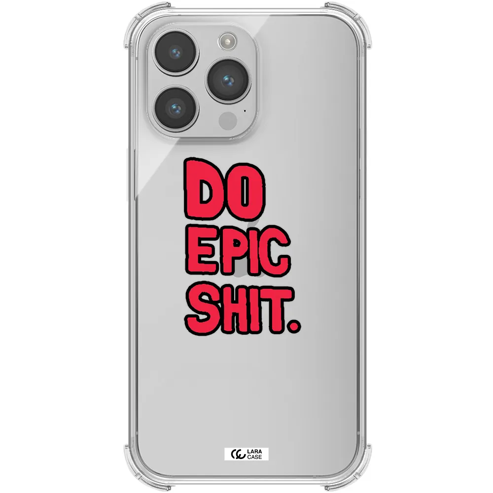 a red and black text Apple iPhone 14 pro Clear PC Case