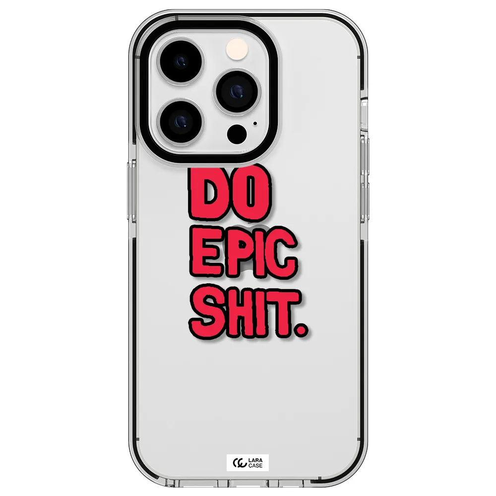 a red and black text Apple iPhone 14 pro impact black border Case