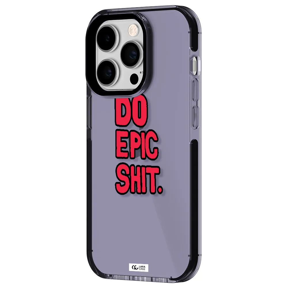 a red and black text Apple iPhone 14 pro impact Lilac Case