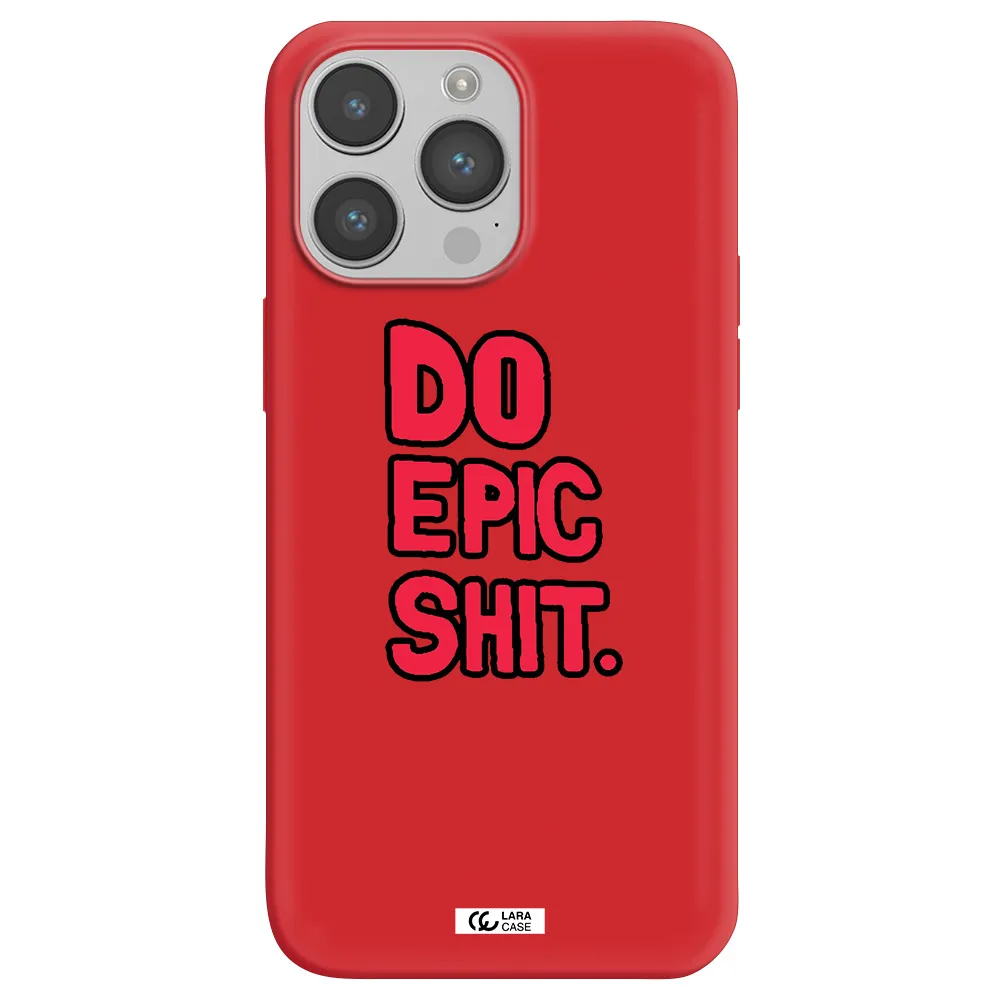 a red and black text Apple iPhone 14 pro max Silicone Imperial Red Case