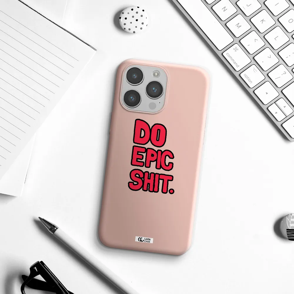 a red and black text Apple iPhone 14 pro max Silicone pastel pink Case