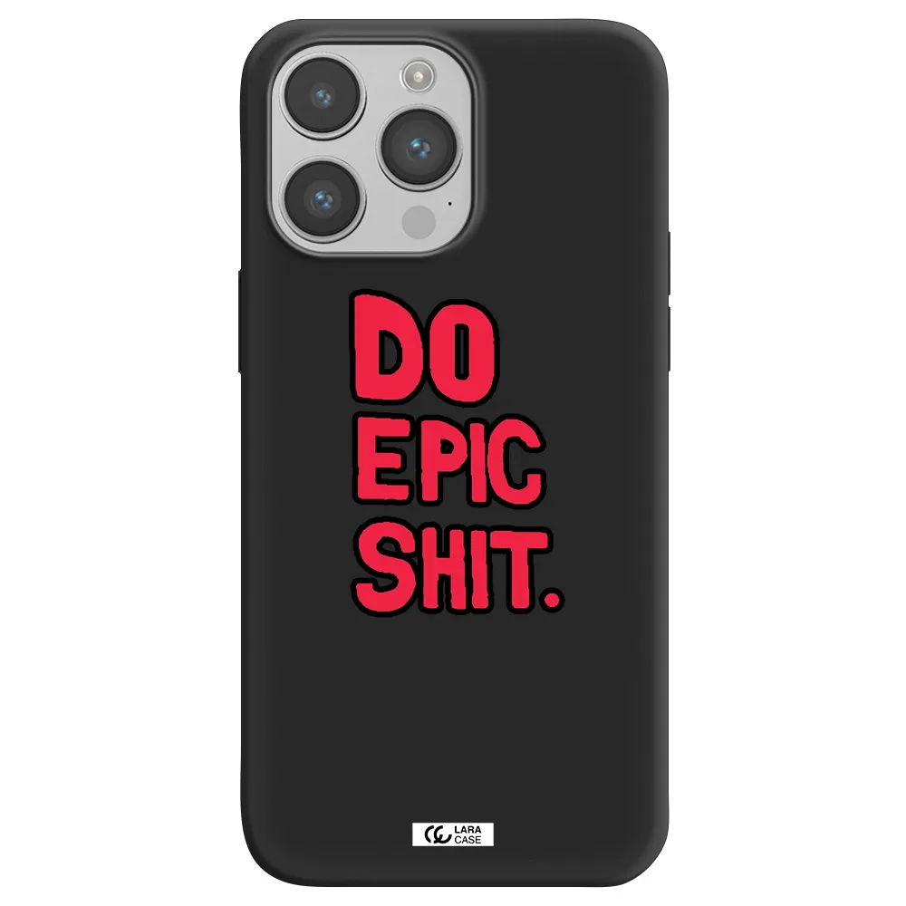 a red and black text Apple iPhone 14 pro Silicone black Case