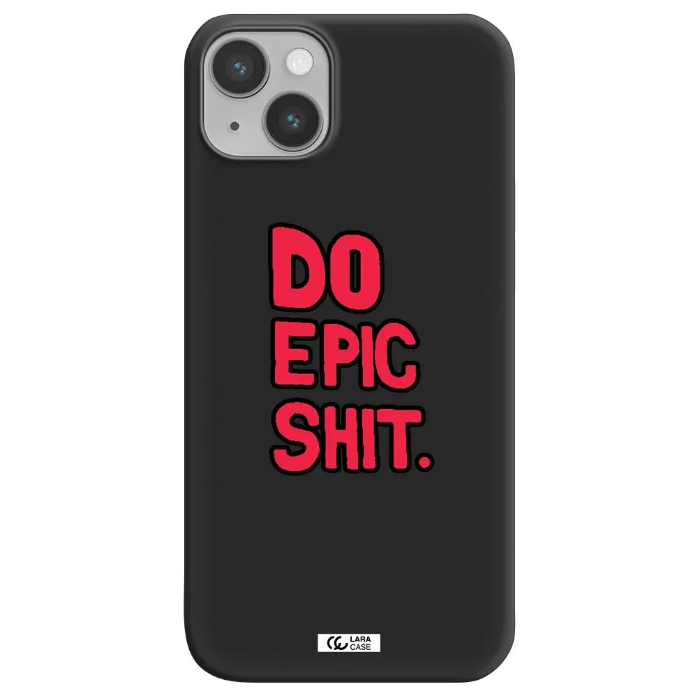 a red and black text Apple iPhone 14 Silicone black Case