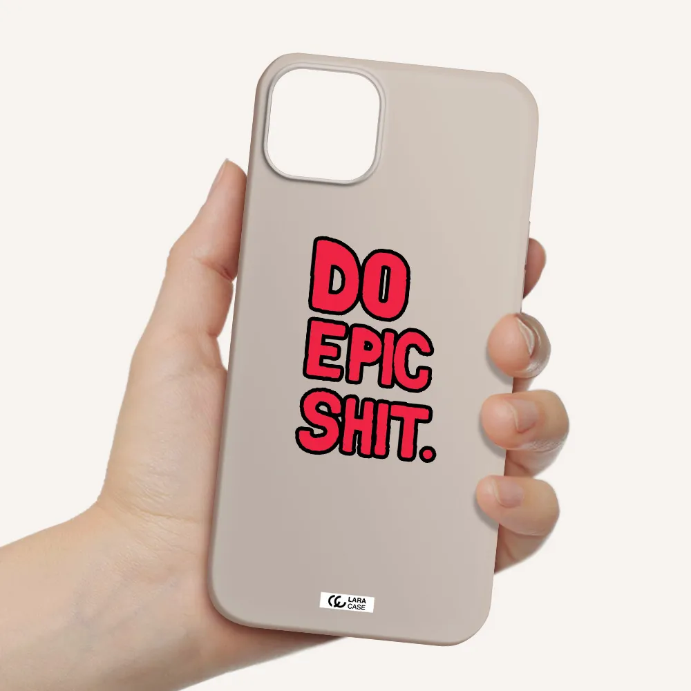 a red and black text Apple iPhone 14 Silicone Stone Case