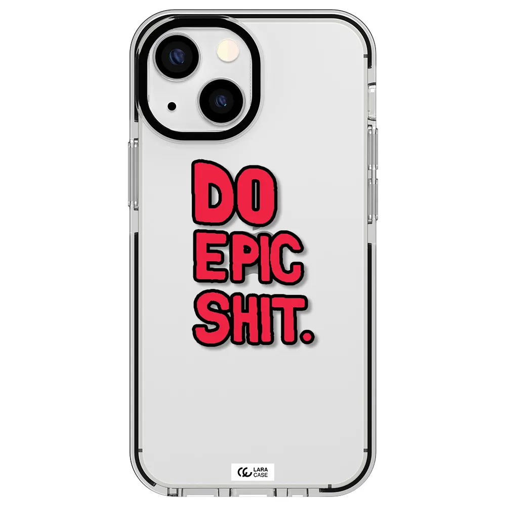 a red and black text Apple iPhone 15 impact black border Case