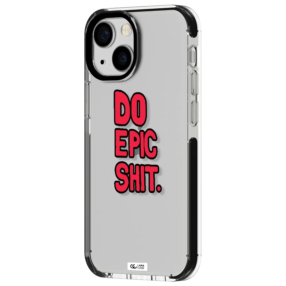 a red and black text Apple iPhone 15 impact black border Case