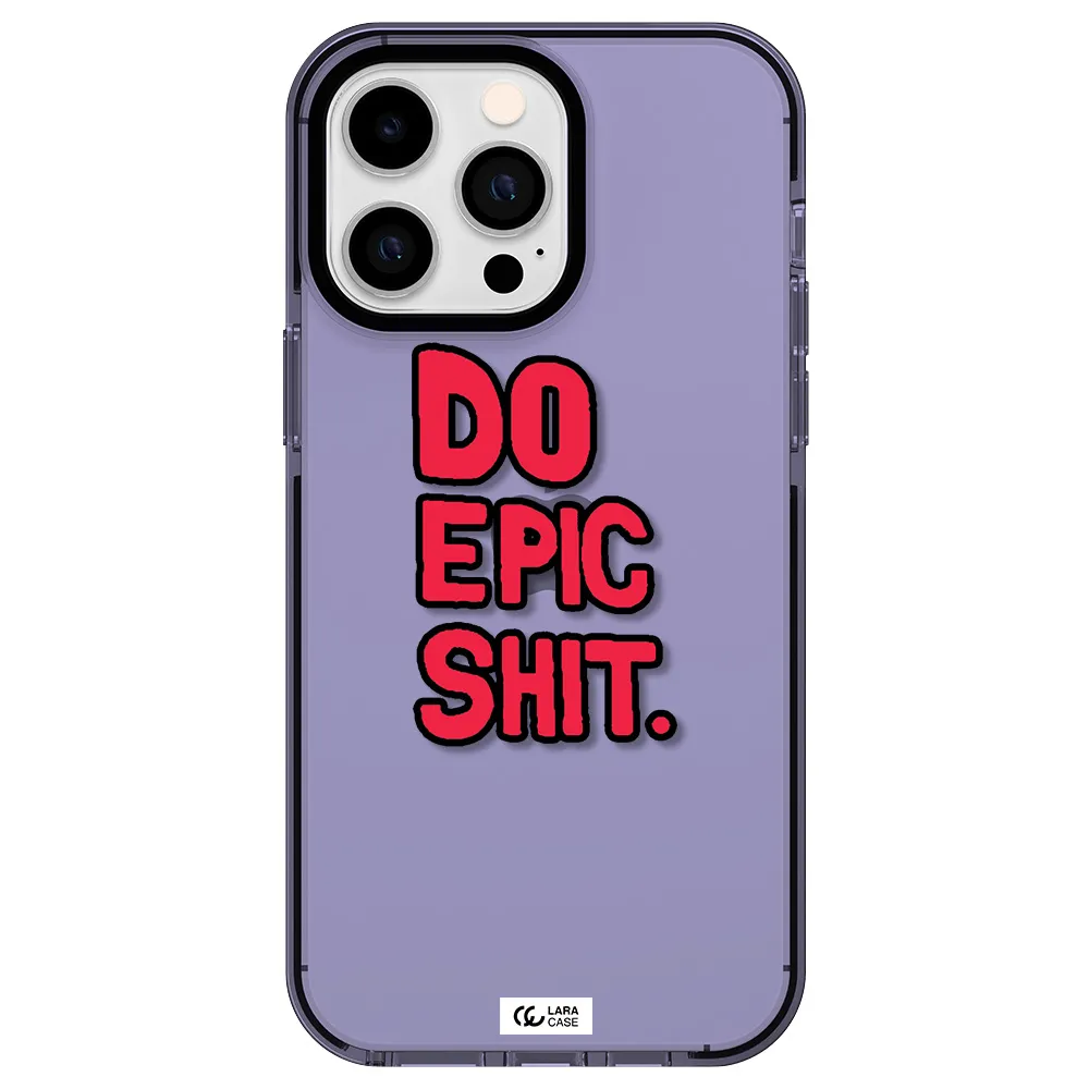 a red and black text Apple iPhone 15 Pro Max impact Lilac Case