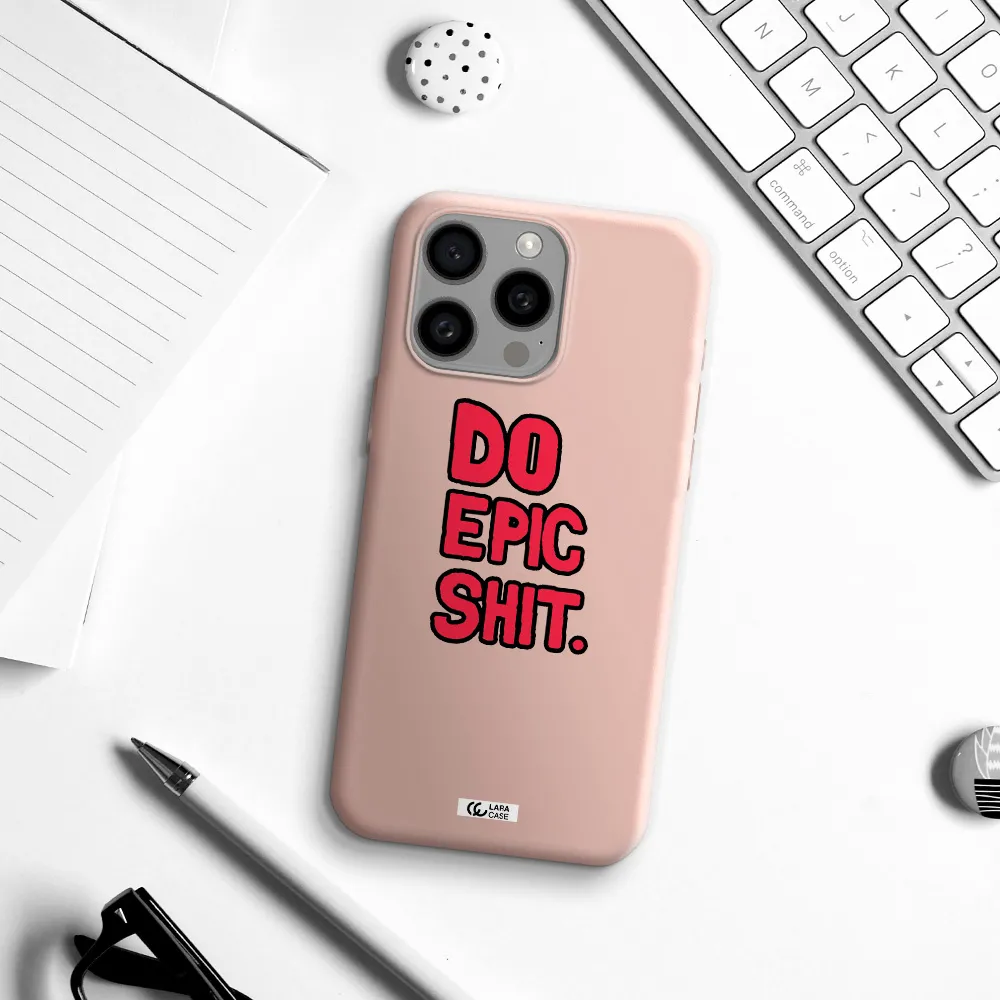 a red and black text Apple Iphone 15 Pro max Silicone pastel pink Case