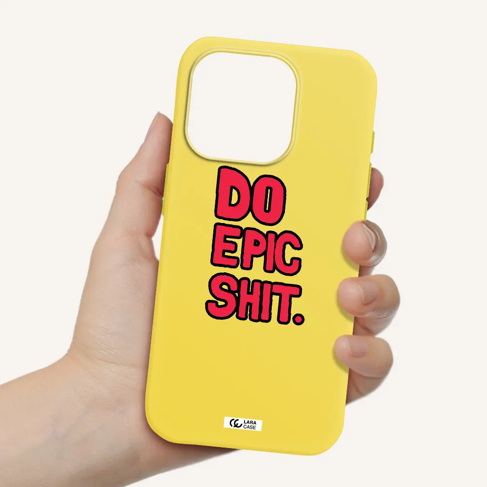 A Red And Black Text Apple Iphone 15 Pro Silicone Canary Yellow Case