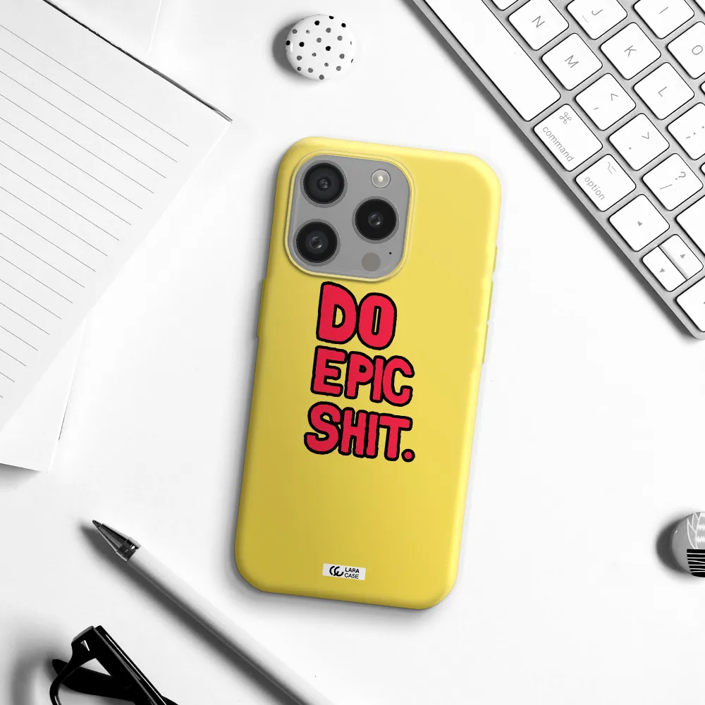 A Red And Black Text Apple Iphone 15 Pro Silicone Canary Yellow Case