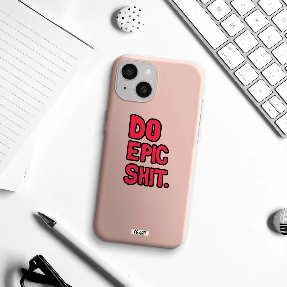 A Red And Black Text Apple Iphone 15 Silicone Pastel Pink Case